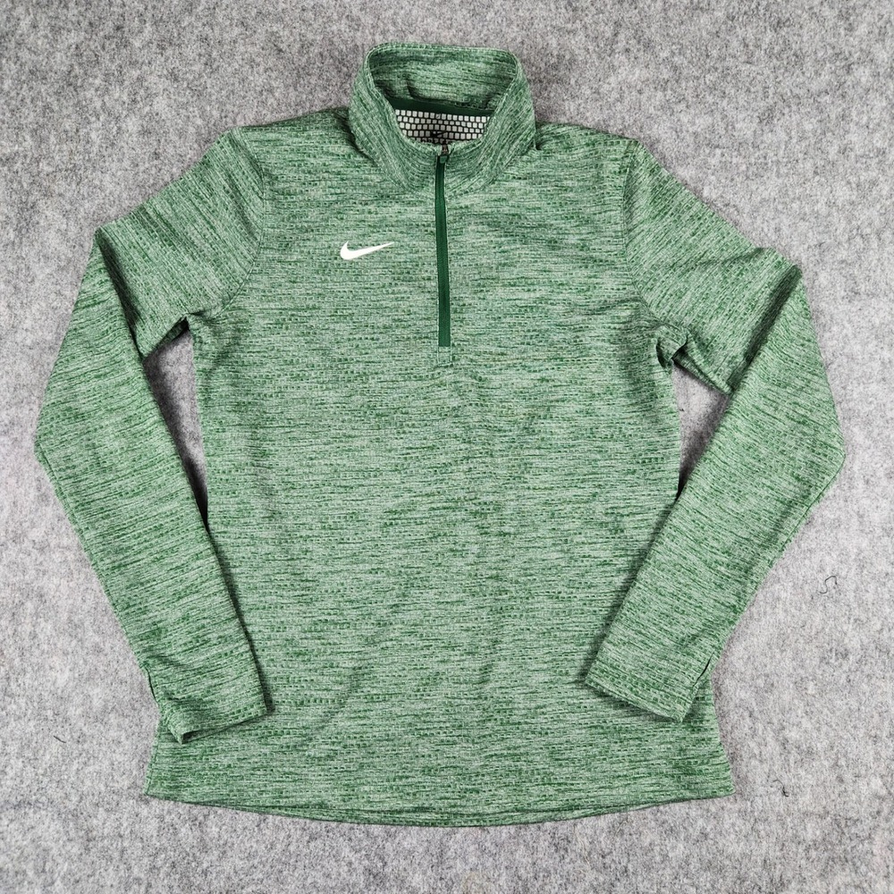 Nike Dri FIT Pullover Women S Green Heathered 1/4 Quarter Zip Athletic‎ Running